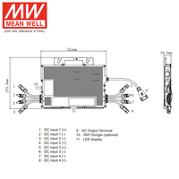 Microinversor Conectado a la Red MEAN WELL PV-SMI-2000 de 2000VA, 230V 208V 240V, Entrada de Cuatro Canales, IP67, WiFi, para Sistemas Solares Comerciales
