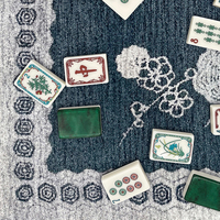 Jeu de Mahjong américain personnalisé de 160 tuiles en acrylique à 2 couches, style Art Déco Winslow 1920, motif floral marbré vert