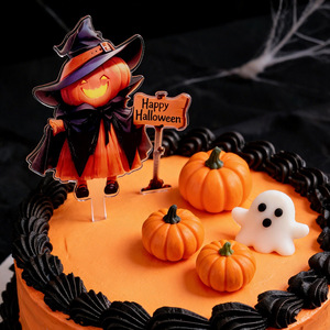 Décoration de gâteau et de cupcake d'Halloween, accessoire enfichable durable en plastique, motifs fantôme, citrouille, sorcière, pour fête, vente en gros - Product Image 3