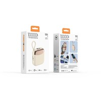 Mini batterie externe portable en plastique avec cordon, 10 000 mAh, batterie polymère, charge rapide 22,5 W, câble intégré, prise universelle, cadeau