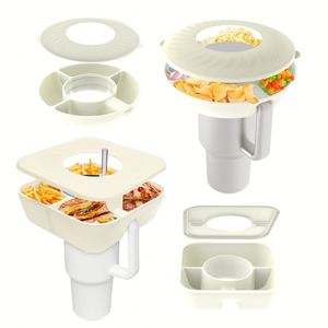 Vaso Reutilizable de 30oz/40oz con Bandeja para Snacks, Tapa Multifuncional, Contenedor de Alimentos para Auto, Viajes, Playa, Fiestas, Cine, Palomitas y Bebidas - Product Image 4