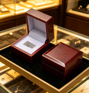 Premium Polished Red Wood Grain <b>Ring</b> <b>Gift</b> <b>Box</b> Flip Open Velvet Lined Jewelry <b>Box</b> <b>for</b> Engagement Wedding <b>Ring</b> Storage - Product Image 5