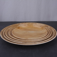 Assiettes rondes en mélamine à motif bois, modernes, en gros, pour restaurant, compatibles lave-vaisselle, 6/7/8/9/10 pouces