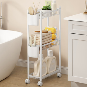 Chariot de rangement mobile sur pied à 3/4 niveaux pour <span class=keywords><strong>les</strong></span> espaces étroits de salle de bain et toilettes, sans installation requise, exclusivité transfrontalière - Product Image 3