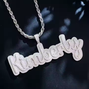 Collar de Plata de Ley 925 con Letra Inicial y Logotipo Personalizado, Chapado en Oro, con Moissanita VVS, para Hombre, a la Moda - Product Image 1