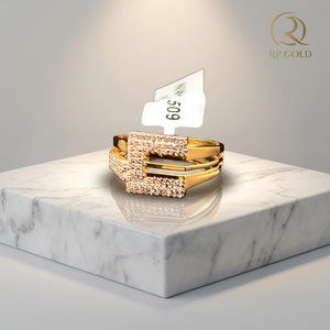 Men's 18K <b>Gold</b> <b>Cocktail</b> <b>Ring</b> Geometric Square Design Bold Modern Statement Jewelry for Daily Wear Engagement Party Occasions - Product Image 1