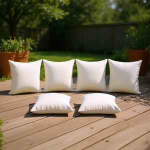 Coussins de chaise d'extérieur en tissu Oxford, taille moyenne, blanc crème, résistants à l'eau, amovibles et lavables, ensemble de 4 oreillers carrés - Product Image 2