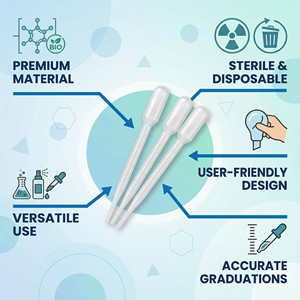Pipet Pasteur Plastik Transparan Grosir 1ml 2ml 3ml 5ml Pipet Transfer Graduasi untuk Perlengkapan Laboratorium Sains - Product Image 2