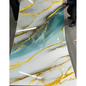 FOJU Bureau de conception étanche Panneaux de marbre UV en PVC Décoration alternative de murs Panneau UV en marbre PVC