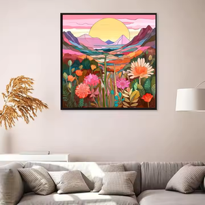 SONGWOOART peint à la main 5D diamant peinture Kit imprimé Style classique couchers de soleil fleurs montagnes Art mode Style classique - Product Image 4