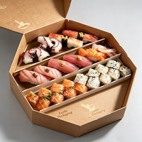 Emballage de sushi en papier plié avec logo personnalisé, matériaux recyclés écologiques, boîte à emporter en carton blanc, emballage de sushi