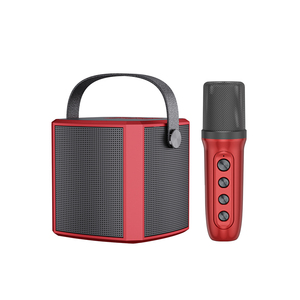 Karaoke portátil recargable para exteriores para niños, altavoces pequeños de alta potencia, micrófono único, altavoz inalámbrico de doble diente azul de 5W con correa - Product Image 1