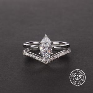 Nouveau Design Déclaration Faux Saphir 1.7 Carat <span class=keywords><strong>Marquise</strong></span> S925 Femme Bague en Argent Sterling - Product Image 2