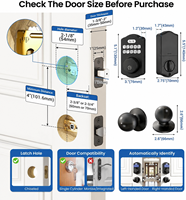 Serrure de porte électronique à clavier numérique, verrouillage automatique, installation facile, serrure de porte intelligente à code numérique, ensemble de serrures pour porte d'entrée, nickel satiné