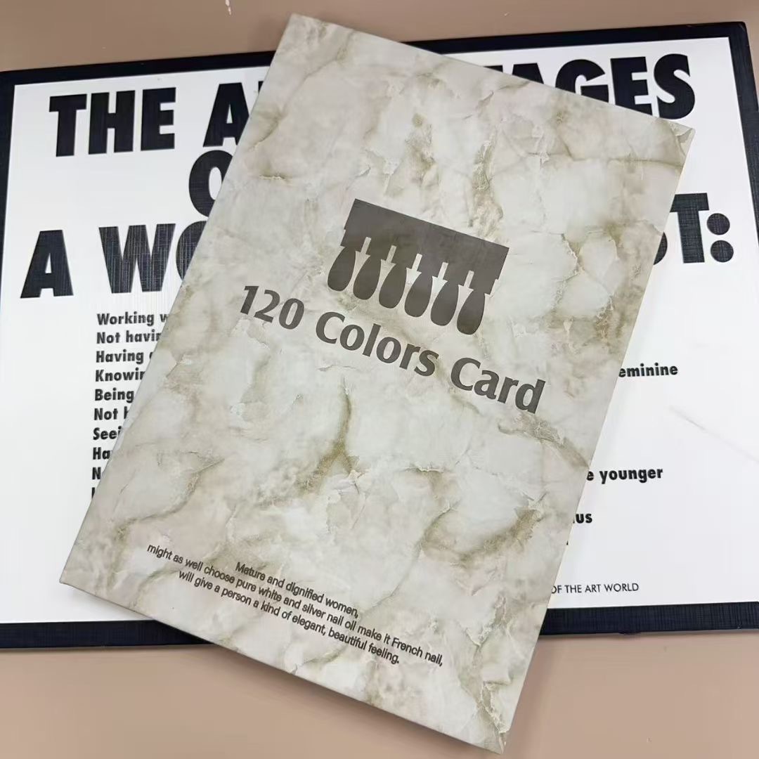 Libro de 120 cartas de colores, placa de uñas gris, pegatina numérica