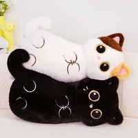 Coussin long en peluche chat noir calico siamois, doux et moelleux, pour canapé, lit ou sommeil, idéal comme cadeau