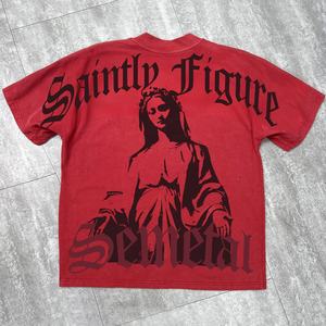 Summer Streetwear Digital Print Drop Shoulder Shirt <b>Mock</b> Neck Oversized T Shirt Heavyweight Cotton Graphic T-shirts Pour Hommes - Product Image 3