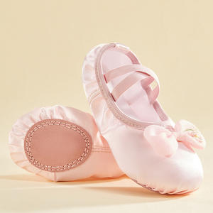 TJ332 Chaussures de ballet pour filles Chaussons de ballet pour bébé Semelle complète en cuir Chaussures de ballerine pour femmes - Product Image 3