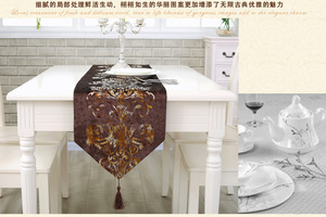 <span class=keywords><strong>Camino</strong></span> <span class=keywords><strong>de</strong></span> <span class=keywords><strong>Mesa</strong></span> Rectangular <span class=keywords><strong>de</strong></span> Terciopelo con Diseño Floral Europeo Navideño <span class=keywords><strong>de</strong></span> Lujo, con <span class=keywords><strong>Estampado</strong></span> Dorado y Macramé, para Bodas - Product Image 4