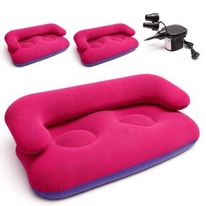 Colorful Portable Double Air Couch Heavy Duty Outdoor Air Beach Couch Inflatable Lounger for <b>Camping</b> Picnics and Beach - Product Image 1