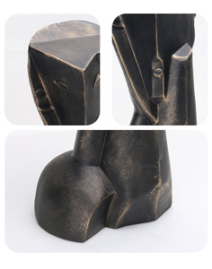 Kimdecor, venta al por mayor, escultura de resina abstracta, bronce oscuro, accesorios decorativos de lujo para sala de estar para decoración del hogar e Interior - Product Image 5