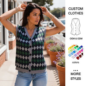 विंटेज Jacquard आर्ययल बटन v-गर्दन वाली बनियान महिलाओं <span class=keywords><strong>2026</strong></span> वसंत की नई शैली ढीली फिट यूरोपीय अमेरिकी शैली बहुमुखी शीर्ष - Product Image 1