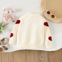 Pull en tricot acrylique pour bébés filles, nouveau pull mignon pour l'automne/hiver, motif cœur, nœud, haut tendance pour enfants