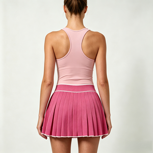 Jupe plissée de tennis pour femme, mini-jupe plissée athlétique rose, vêtements de sport pour l'entraînement sur le terrain - Product Image 4