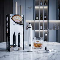Mousseur à lait électrique portatif rechargeable par USB, en acier inoxydable, design écologique, pour café, thé, cappuccino, matcha