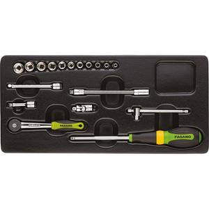 Jeu de clés à douille FASANO, 17 pièces, métrique, kit d'outils de réparation automobile - Product Image 1