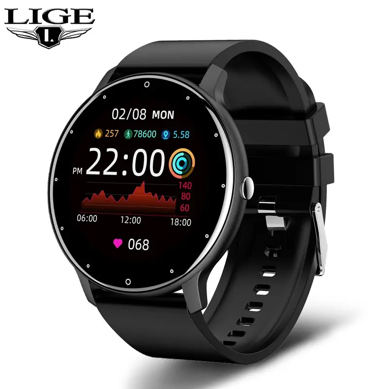 Fashion Men's Leisure Brand Watch Fitness Tracker Wristband Men Wrist Luxury Waterproof Watches Black Smart Watches LIGE