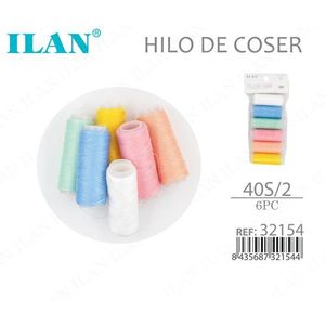 ด้ายเย็บผ้าอิลัน 40S/2 แพ็ค 6 ชิ้น สีสันสดใส สำหรับเย็บมือและเย็บจักร - Product Image 1