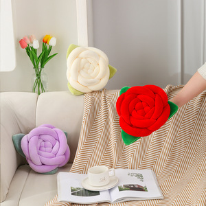 Petit Coussin Nordique Tricoté Frais avec Rose, <span class=keywords><strong>Oreiller</strong></span> de Dossier en Peluche, Coussin Boule Nœud, Coussin Fleur Rose, Décoration de Canapé et de Maison - Product Image 3
