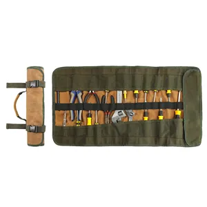Wholesale Custom Durable Heavy Duty Waxed Canvas Multi-Purpose Tool Roll Pouch With 25 Pockets