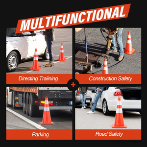 Cônes de signalisation routière CITICITY de 28 pouces avec col et poignée réfléchissants, cônes en PVC robustes de couleur orange pour les parkings - Product Image 5