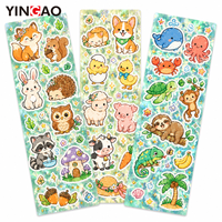 Autocollant personnalisé holographique animal imperméable découpé à la forme, pour carnet, coque de téléphone, bouteille d'eau, décoration DIY pour enfants