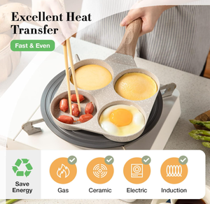 Sartén para huevos antiadherente de mármol ecológico, cocina de <span class=keywords><strong>aluminio</strong></span> para hornear y cocinar en casa - Product Image 2