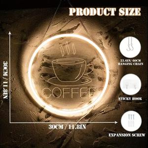 Letrero de Neón LED Personalizable con Diseño de Café, Luz de Neón Tallada para Decoración de Pared en Hogar, Bar, Cafetería, Boda, Multicolor, Resistente al Agua IPX3, Luminoso - Product Image 2