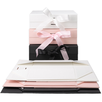 Emballage cadeau de luxe en carton rigide imperméable avec logo personnalisé, rose, blanc, noir, doublure en éponge de 2 mm d'épaisseur, boîte pliable