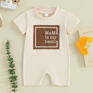 Nouveau-né bébé vêtements infantile enfant en bas âge à manches courtes body vêtements tantes Bestie imprimer bébé combinaison combishort - Product Image 2