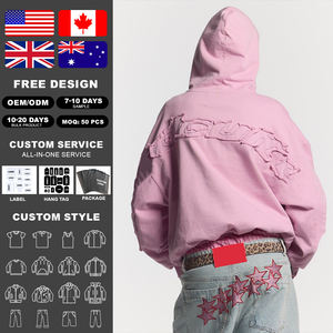 Sudadera con Capucha KingSen Premium, Estilo Francés, Curvada, Desgastada, Unisex, Hombros Caídos, Corte Recortado - Product Image 2