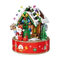 656007-022 Château Musical Rotatif, Boîte à Musique, Jouet de Construction en Briques pour Enfants, Blocs de Construction en Plastique ABS