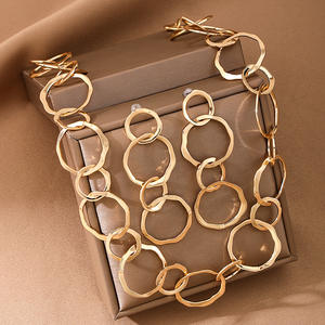Metal Irregular Circle Mujer Collar Pendientes Conjunto de joyas - Product Image 2