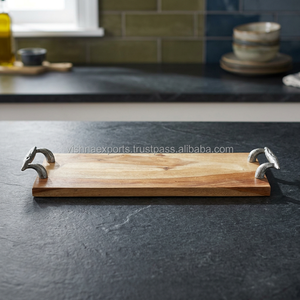 Services de table modernes en bois d'acacia sans BPA, sur mesure, avec poignée en acier et motif portrait, pour la maison ou la cuisine - Product Image 3
