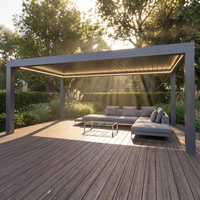 Pérgola de Aluminio Independiente con Techo Motorizado Ajustable e Iluminación LED Integrada para Jardín, Terraza o Patio