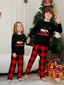 Ensemble de pyjamas familial personnalisé en tricot respirant et thermique, taille élastique, manches longues, à carreaux rouges et noirs, idéal pour l'hiver et <span class=keywords><strong>la</strong></span> Saint-Valentin - Product Image 2