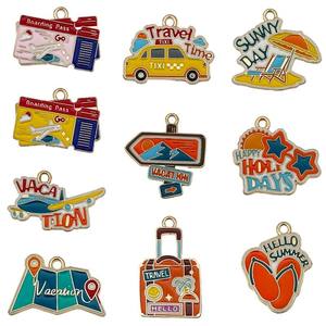 Moda viaje vacaciones Metal colgante encantos colorido <span class=keywords><strong>playa</strong></span> mapa equipaje diseños encantos para DIY artesanía joyería suministros - Product Image 4