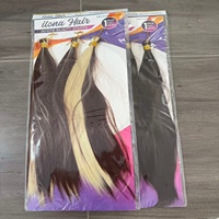 Extensions de cheveux synthétiques lisses pour tresses, 22 pouces, résistantes à la chaleur, pour tressage au crochet, noir, brun, blond