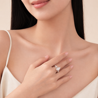 Bague en Moissanite en Argent Sterling 925, Coupe Marquise, Sertie de Six Griffes, avec Pierres Latérales en Grappe, Ensemble de Bagues de Mariage pour Femme