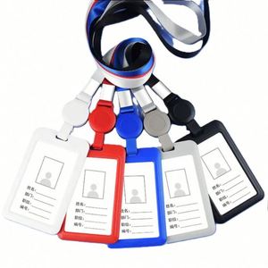 Factory Supply Candy Color Hard ABS Double Sides Clear Identity Badge Card <b>Holder</b> With Flexible Spring - Product Image 1